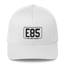 Load image into Gallery viewer, E85 Classic Logo White Flexfit Closed-Back Hat | Automotive Hats | E85 Brand