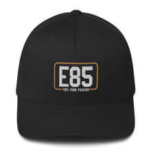 Load image into Gallery viewer, E85 Classic Logo Black Flexfit Closed-Back Hat | Automotive Hats | E85 Brand