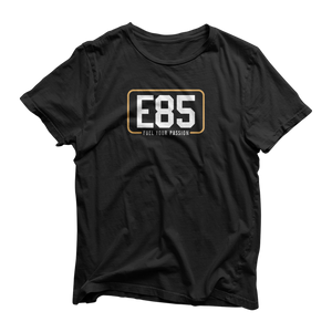 E85 (White Logo) Black Short-Sleeve Shirt | Automotive Apparel | E85 Brand