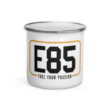 Load image into Gallery viewer, E85 Logo (Black) Enamel Mug | Automotive Apparel | E85 Brand
