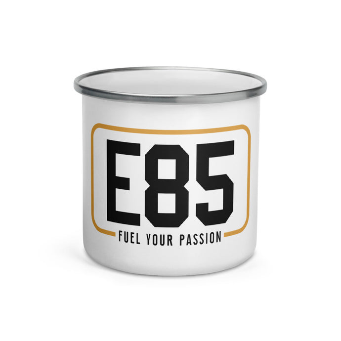 E85 Logo (Black) Enamel Mug | Automotive Apparel | E85 Brand