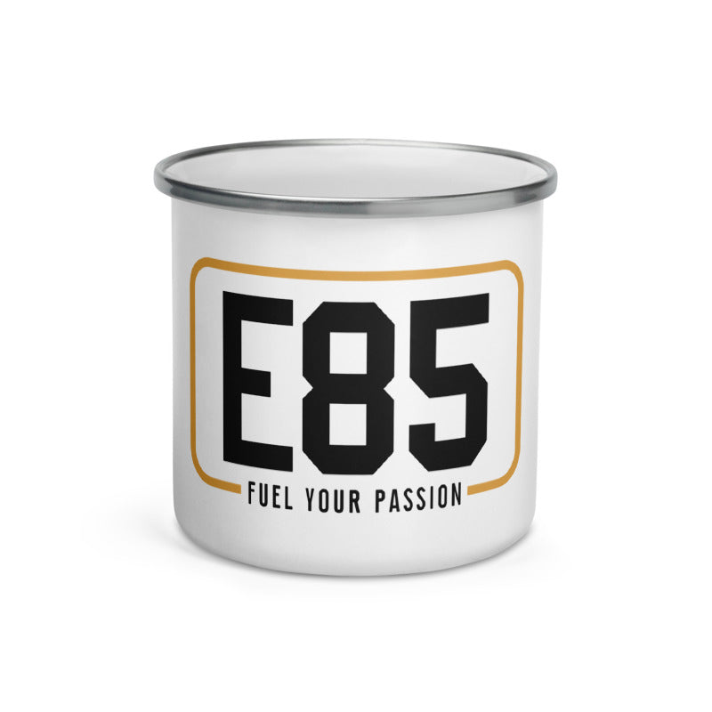 E85 Logo (Black) Enamel Mug | Automotive Apparel | E85 Brand