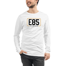 Load image into Gallery viewer, E85 (Black Logo) White Long Sleeve Shirt Fitment | Automotive Apparel | E85 Brand
