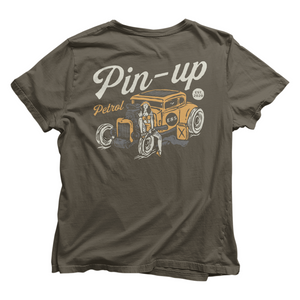 Pin-up Petrol Short-Sleeve Shirt (Army) | Automotive Apparel | E85 Brand