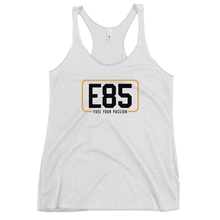 Load image into Gallery viewer, E85 (Black Logo) Women&#39;s Racerback White Tank| Automotive Apparel | E85 Brand
