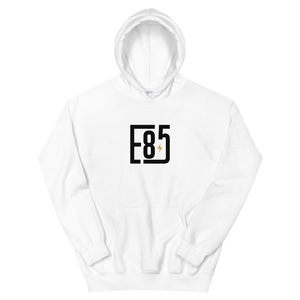 E85 Alt. Logo White Hoodie | Automotive Hoodies | E85 Brand