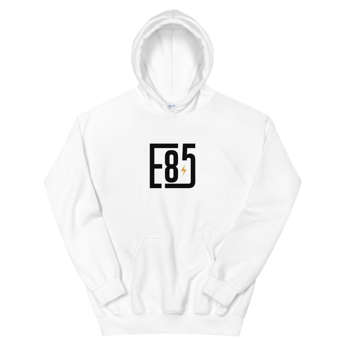 E85 Alt. Logo White Hoodie | Automotive Hoodies | E85 Brand