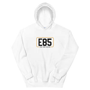 E85 (Black Logo) White Hoodie | Automotive Hoodies | E85 Brand