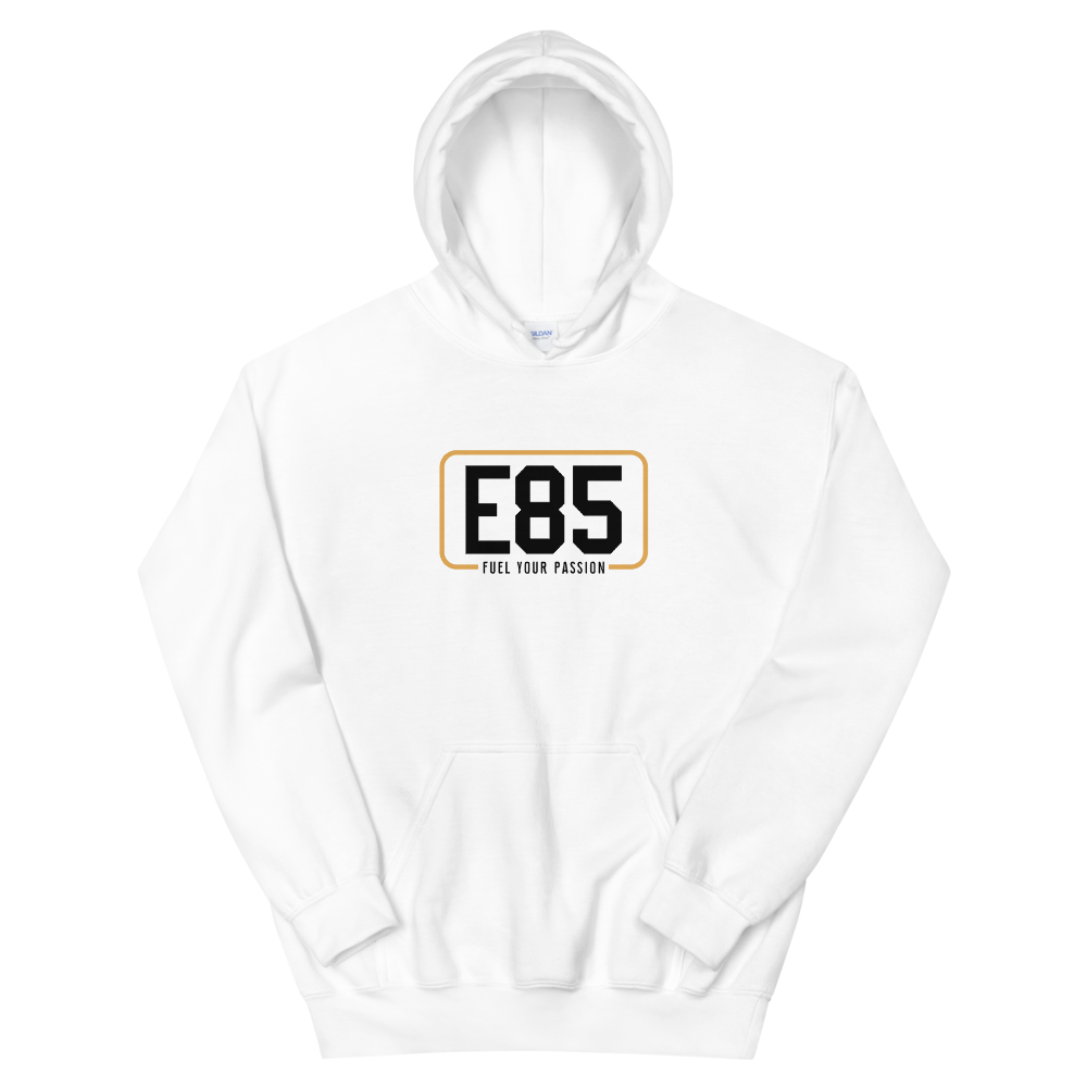 E85 (Black Logo) White Hoodie | Automotive Hoodies | E85 Brand