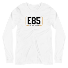 Load image into Gallery viewer, E85 (Black Logo) White Long Sleeve Shirt | Automotive Apparel | E85 Brand
