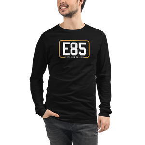 E85 (White Logo) Black Long Sleeve Shirt Fitment | Automotive Apparel | E85 Brand