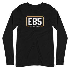 E85 (White Logo) Black Long Sleeve Shirt | Automotive Apparel | E85 Brand