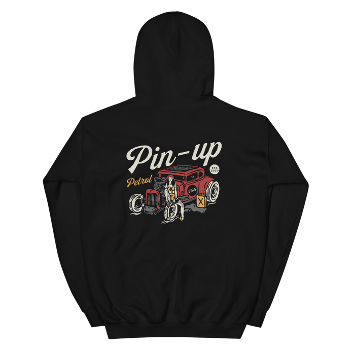 Pin-up Petrol Black Hoodie | Automotive Hoodies | E85 Brand