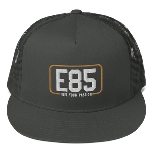 E85 (White Logo) Black Mesh Back Snapback Hat | Automotive Apparel | E85 Brand