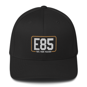 E85 Classic Logo Black Flexfit Closed-Back Hat | Automotive Hats | E85 Brand