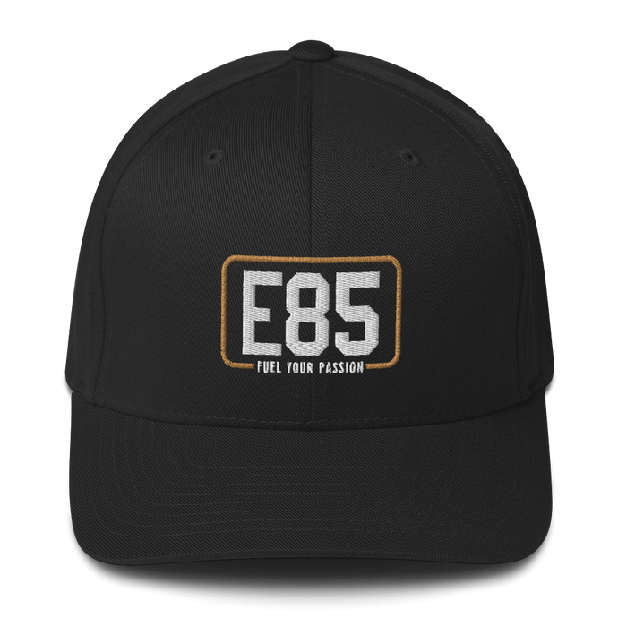 E85 Classic Logo Black Flexfit Closed-Back Hat | Automotive Hats | E85 Brand